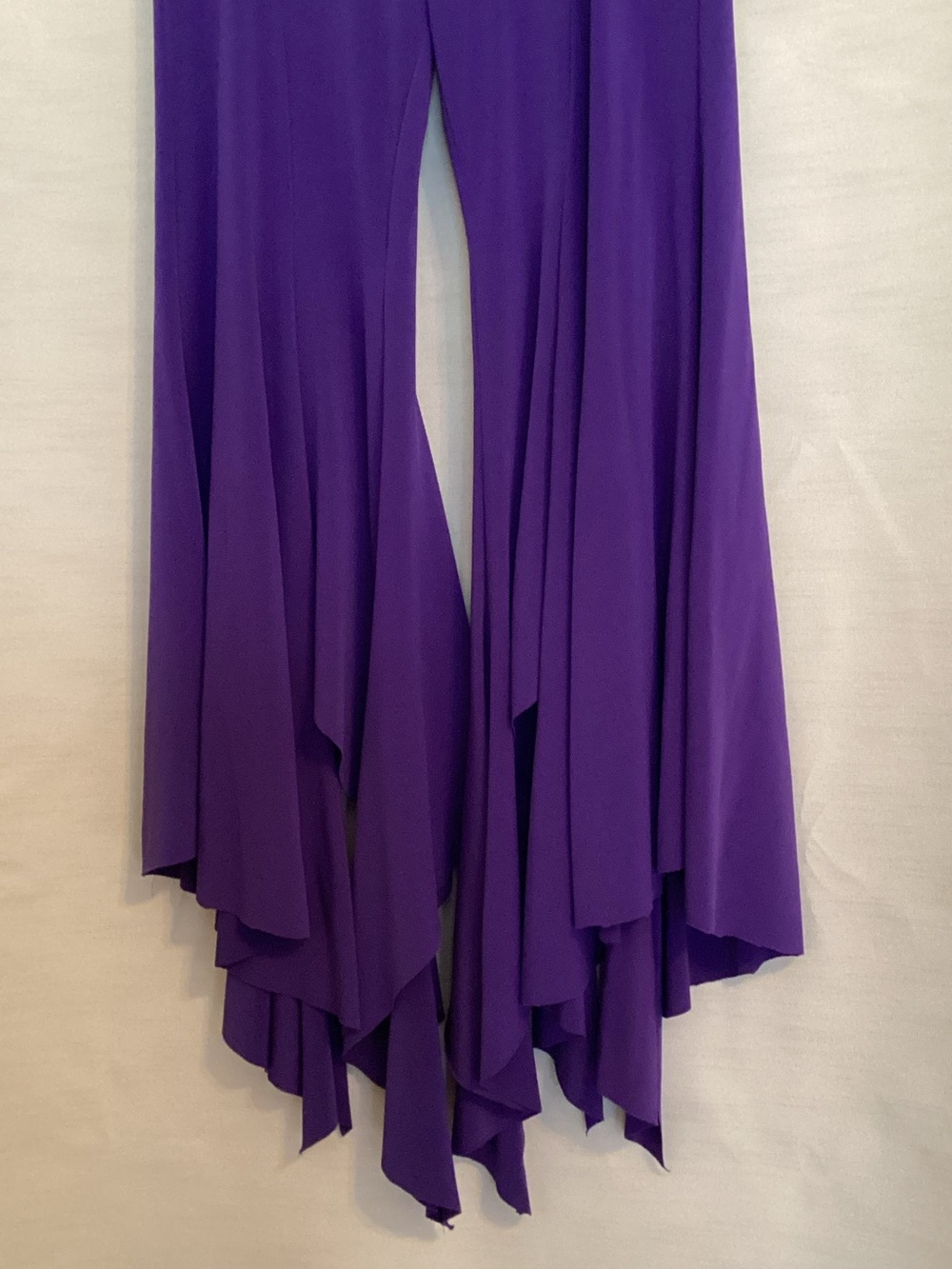 Women's Deep Purple Handkerchief-Hem Wide Leg Palazzo Pants - Picture 2 of 5
